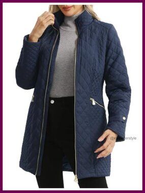 Women's Lightweight Diamond Quilted Jacket Long Sleeve Zip Up